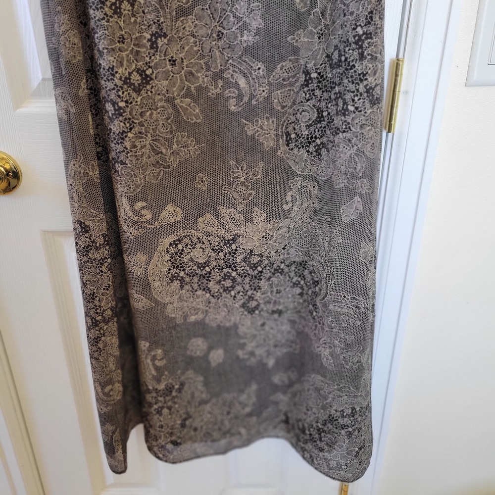 Virgo Petite 2 Piece Dress Set Womens 10 Grey Black Floral Lace Print Maxi - Picture 5 of 16